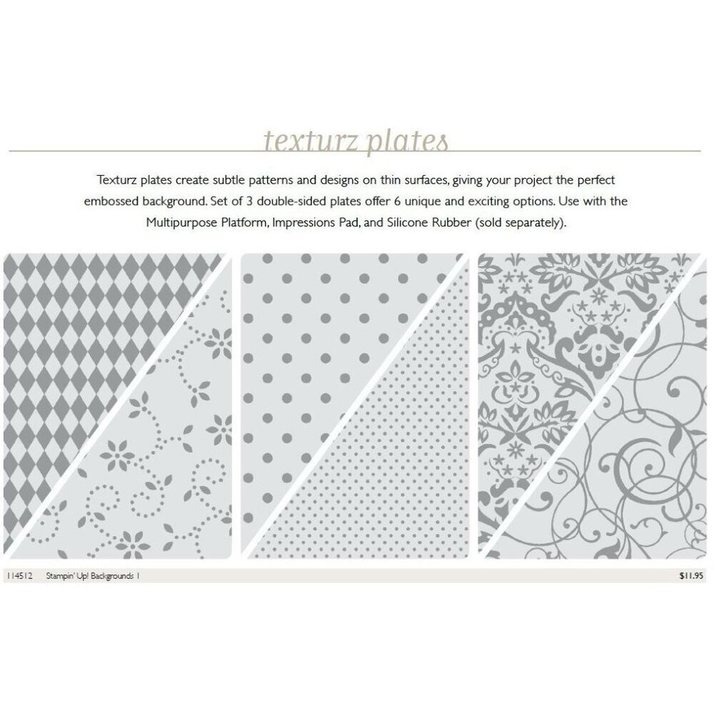 Stampin' Up! Sizzix Big Shot‎ Flourish Polka Dots Damask 6 Patterns Embossing